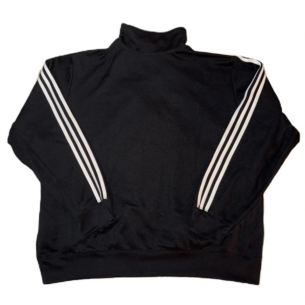 Vintage Adidas XL Track Jacket Black White Essential 3-Stripe Men Y2K